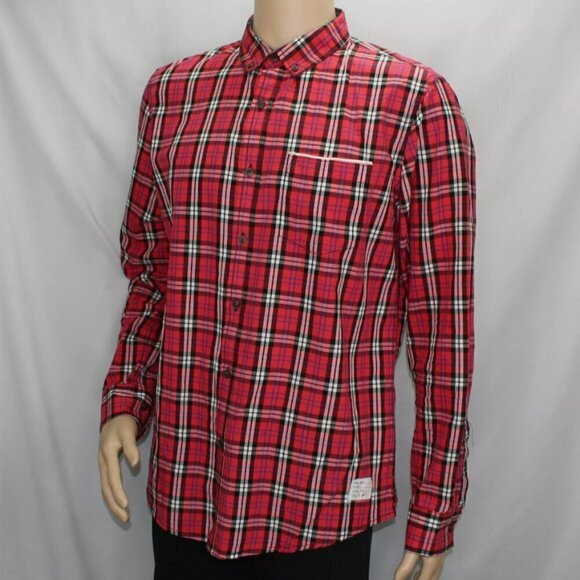 Adam Levine Large Red, Black and Blue Plaid Button Down - Picture 1 of 4